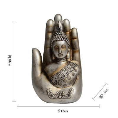 New Chinese Creative Silver Palm Buddha Statue Resin Crafts Home Decoration Office Decorations Supplies