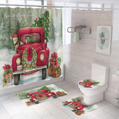 Factory Direct Supply Christmas New Hot Sale Cross-Border Amazon HD Digital Printing Waterproof Polyester Bathroom Shower Curtain