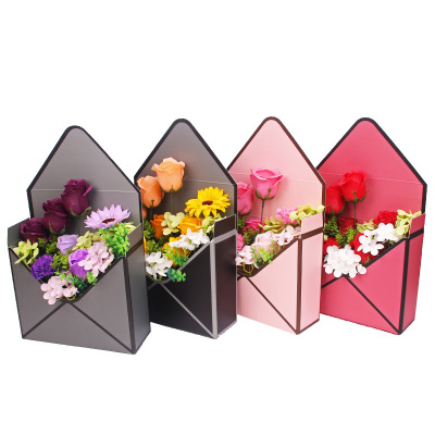 New Valentine's Day Factory Direct Sales Emulational Rose Flower Soap Envelope Bouquet Gift Box Creative Cross-Border Foreign Trade Gift