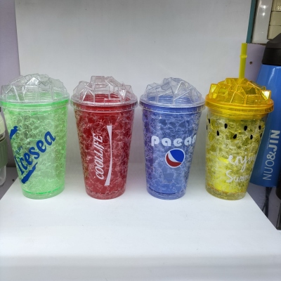 Factory Direct Sales Cup Ice Cup Plastic Bag Cup with Straw Advertising Cup