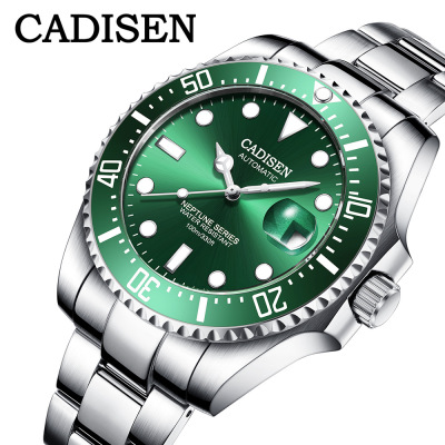 Cadisson Watch Submariner Watch Men's Mechanical Watch Fashion Green Submariner Waterproof Men's Steel Strap Watch