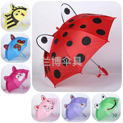 10-Strand Creative Automatic 3D Cartoon Shape Children's Umbrella Ear Umbrella Straight Umbrella Toy Umbrella Sunny Umbrella