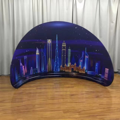 C Shape Back Wall Fabric Tension Display Trade show with Cus