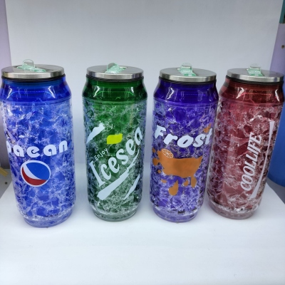 Factory Direct Sales Plastic Cup Ice Cup Cup with Straw Cans Cup with Straw Advertising Cup