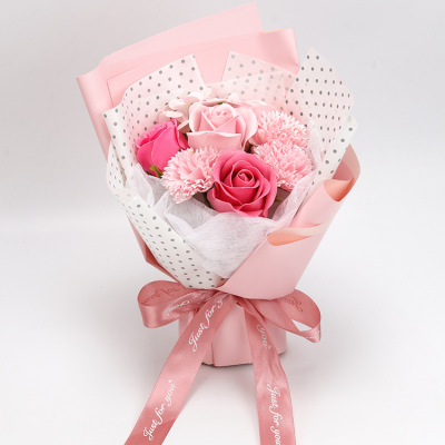 New Valentine's Day Gift Hand-Held Dried Flower Soap Flower Rose Bouquet for Girlfriend Birthday Teacher's Day Gift Box