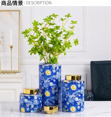 Factory Direct Ceramic Crafts Light Luxury Star Moon Decoration Handmade Horse High Temperature Vase Candy Box