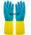 Factory Wholesale Blue and Yellow Two-Color Latex Protective Gloves Acid and Alkali Resistant Industrial Gloves Household Gloves Rubber Gloves