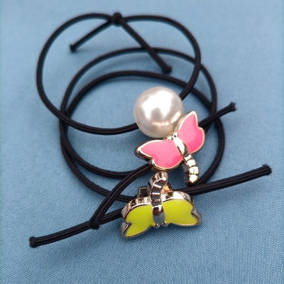 Simple and Fresh Butterfly Rubber Band Headband Hair Accessories Girl Heart Personality Ponytail Dragonfly Pearl Hair Ring Hair Rope