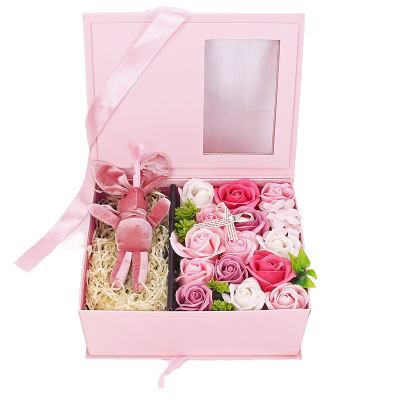 Factory Direct Sales Valentine's Day Lipstick Cross-Border Supply Rose Soap Bouquet Gift Box Creative Gift Teacher's Day
