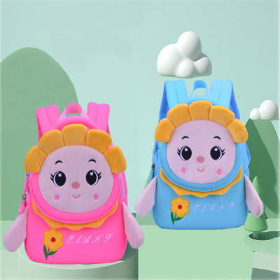 Spring 2021 New Flower Children's Schoolbag Kindergarten Advanced, Intermediate and Elementary Classes Preschool Female Anti-Lost Bag 1-6 Years Old