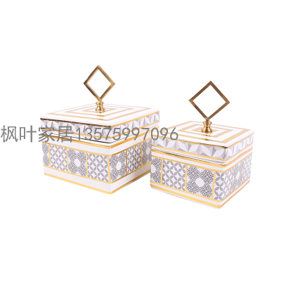 Home Living Room Decoration Soft Outfit Decoration Box New TV Cabinet Decoration American Style Furnishings Ceramic Craft