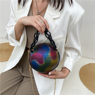 Eccentric Personality Basketball Bag Female 2021 Summer Cool Design Ins Internet Celebrity Chain Portable Small Crossbody round Bag