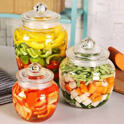 Glass Bottle Sealed Jar Pickled Storage Jar Food Glass Biscuit Candy Dried Fruit Storage Tank Pickles Bottle Kimchi Jar