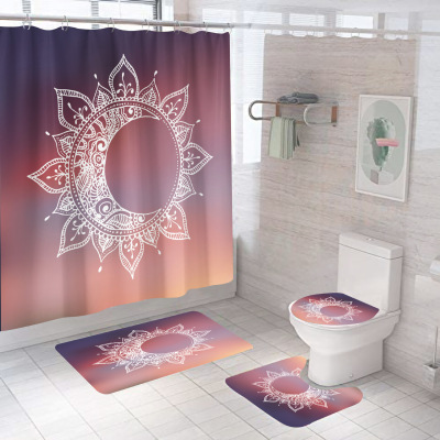 Amazon Cross-Border Digital New Print Apollo Series Waterproof Polyester Shower Curtain Four-Piece Set