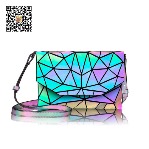 special-interest design bag women‘s 2020 rhombic shoulder messenger bag european and american fashion clutch geometric trend reflective bag