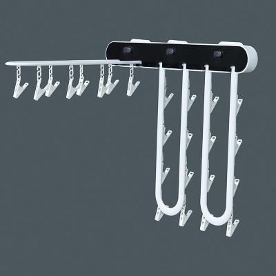 Seamless Punch-Free Viscose Multifunctional Drying Rack Folding Hanger Multi-Clip Drying Socks' Clip Windbreak Hook Hanger