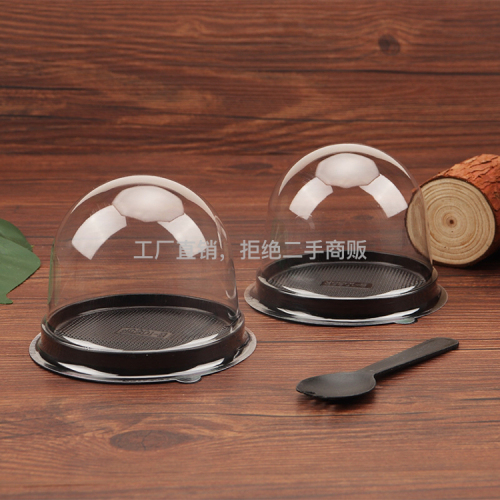 blister plastic black 3-inch round children‘s cake box mousse small cartoon cheese black forest baking packaging