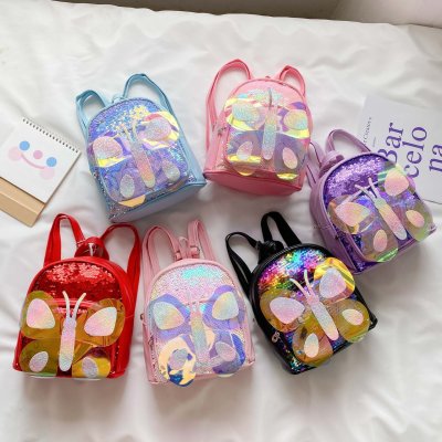 2021 Summer New Children's Fashionable Sequins Backpack Kindergarten Cute Butterfly Factory Wholesale