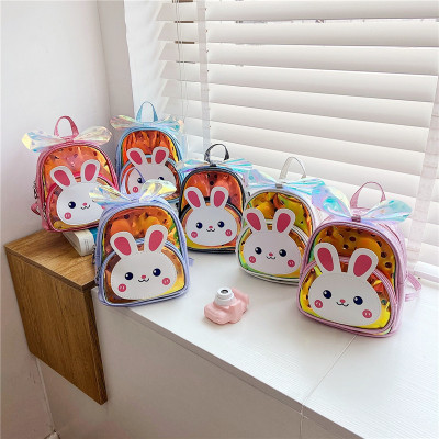 2021 New Kindergarten Backpack Cute Fashion Cartoon Bag Gorgeous Laser Rabbit Small Double Backpack