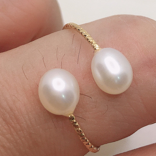 Wholesale Natural Freshwater Pearl Adjustable Size Ring Internet Celebrity Live Clock-in Popular Best-Selling Products