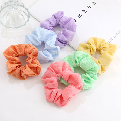 Japanese and Korean New Sweet Cute Girl Heart Candy Color Large Intestine Ring Hair Accessories Fabric Solid Color Large Intestine Hair Ring Hair Rope