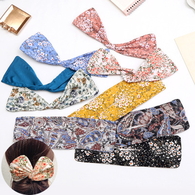 Spring and Summer New Deft Bun Wire Bow Hair Band Printed Magic Clip Twisted Lazy Hair Curler Hair Band