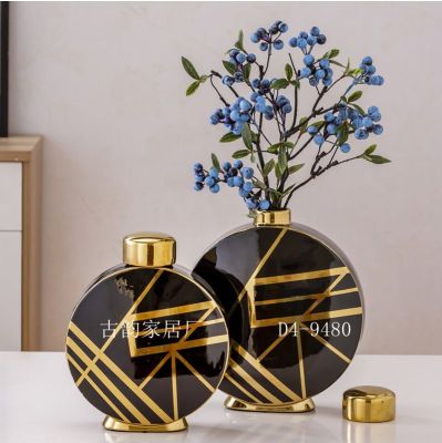 Guyun Home Factory Direct Ceramic Crafts Light Luxury Decoration Handmade Golden Edge High Temperature Vase Candy Box