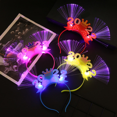 Cross-Border New Arrival 2022 Luminous Headband Happy New Year Party New Year Celebration Flash Toy Night Market Stall Wholesale