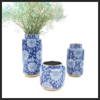 Blue and White Porcelain Crafts  Ceramic Decoration Creative Vase High-End Soft Home Decoration Flower Holder