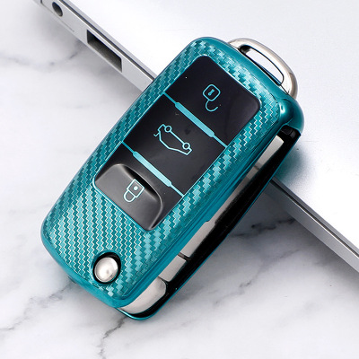 Wholesale Car Key Case Cover TPU Carbon Fiber Texture Suitable for Volkswagen Series Car Key Protector Shell