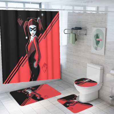 Suicide Squad Halle Quein Suicide Squad Clown Shower Curtain Floor Mat Digital Printing Exclusive for Cross-Border