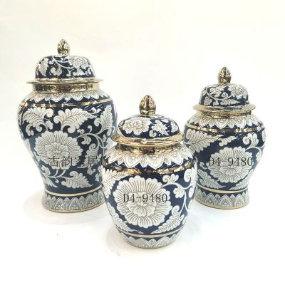 GunYun Home Blue and White Porcelain Crafts Ceramic Decoration Creative Vase High-End Soft Home Decoration Flower Holder