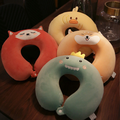 Memory Foam U-Shaped Neck Pillow Neck Protection Car Cartoon Cute Travel Portable U-Shaped Pillow Cervical Pillow Female