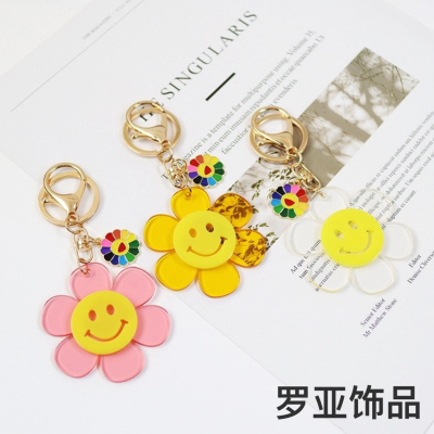 Colorful Acrylic SUNFLOWER Flower Pendant Keychain Handbag Pendant