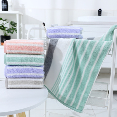 Yiwu Good Goods Pure Cotton Jacquard Color Stripes Towel Soft Absorbent Gift Face Towel Adult Daily Necessities Towel Set Box