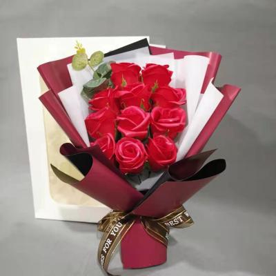 Valentine's Day Teacher's Day Christmas Mother's Day Gift Rose Flower Artificial Flower with Portable Paper Bag Wholesale