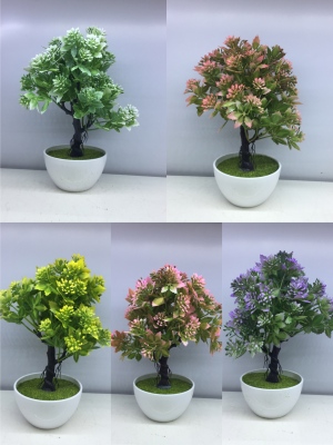 2021 New White Basin Artificial Plant Bonsai simulation flower Indoor Living Room Decoration