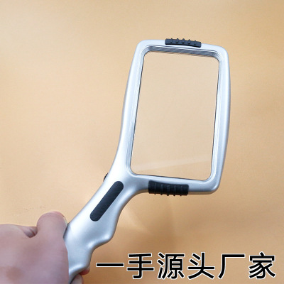 With 10 LED Lights Handheld Magnifying Glass Luminous Elderly Reading HD Newspaper Reading Rectangular Magnifying Glass