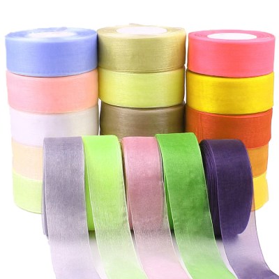 Factory Direct Sales Solid Color Transparent Chiffon Yarn Strip Organza Ribbon Gift Flowers Decorative Band Ribbon