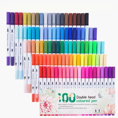 Amazon Double Head Hook Line Pen Color Marker Pen Soft Head Watercolor Pen Art Supplies Children's Gift Painting Kit