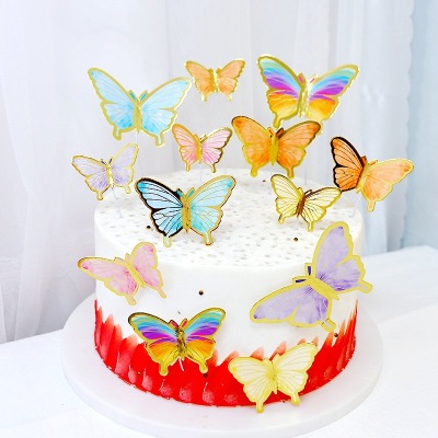 Wholesale Gilding Cake Decoration Internet Celebrity Ins Style Fairy Butterfly Cake Decorative Insertion Birthday Cake Plug-in