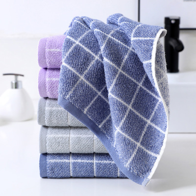 Yiwu Good Goods Youth Series AB Yarn Plaid Face Cloth Pure Cotton Gift Face Towel Daily Necessities Box Towel Absorbent