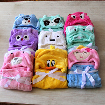 Mixed Batch Infant Flannel Cloak Blanket Coral Fleece Bath Towel Baby Cartoon Hug Blanket Wholesale Cape Type Bath Towel