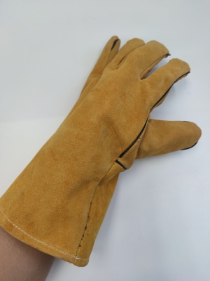 Full Cowhide Protective Gloves (Length-Yellow)