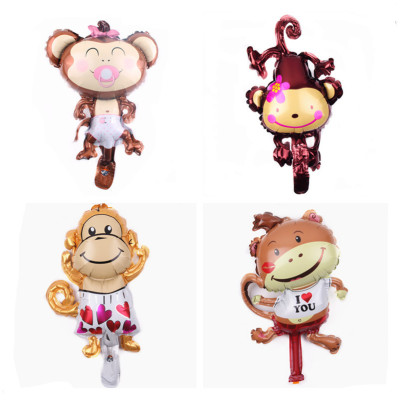 Mini Peach Blossom Monkey Love Lip Print Monkey Aluminum Film Balloon Wholesale Children's Birthday Cartoon Party Decoration