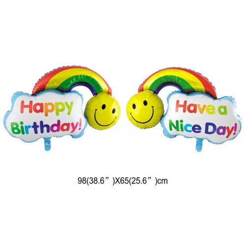 New Birthday Rainbow Smiley Birthday Party Wedding Arrangement Decoration Valentine‘s Day Aluminum Balloon Wholesale