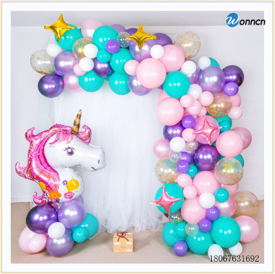 Balloon Chain Arch Party Dress up Decoration Set Latex Aluminum Film Unicorn XINGX Pearlescent Metal Bounce Ball Macaron