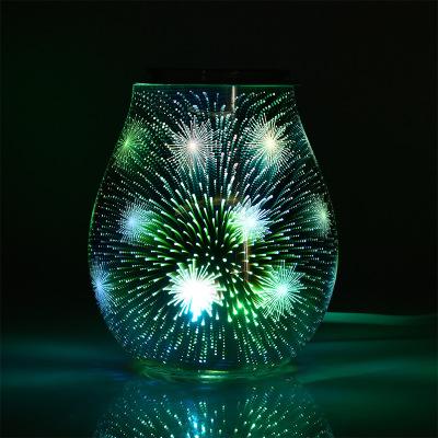 Creative New 3D Glass Colorful Fireworks Fragrance Lamp New Home Wax Melting Lamp Air Fresh Fire-Free Aromatherapy