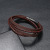 Cross-Border Hot Selling Simple Vintage Weave Stainless Steel Magnetic Snap PU Leather Bracelet 2 Ring Multi-Layer Student Jewelry Carrying Strap