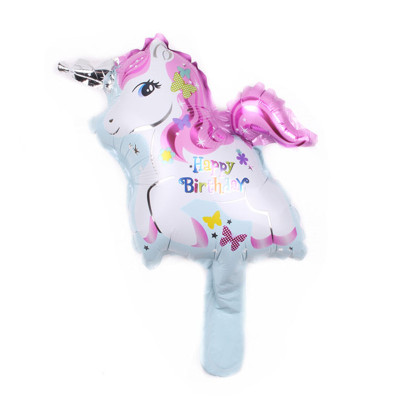 Small Mini Unicorn Unicorn Horse Balloon Birthday Cartoon Aluminum Film Colorful Purple Polly Horse Head Balloon Wholesale